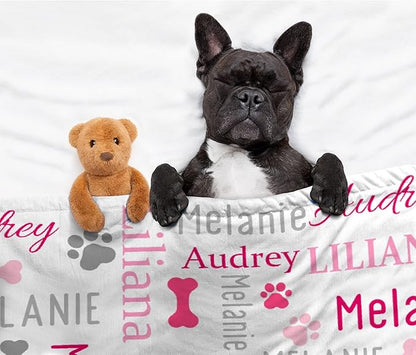 Personalized Dog Blankets Dog Paw Print Blanket Puppy Blanket 40"x30" for