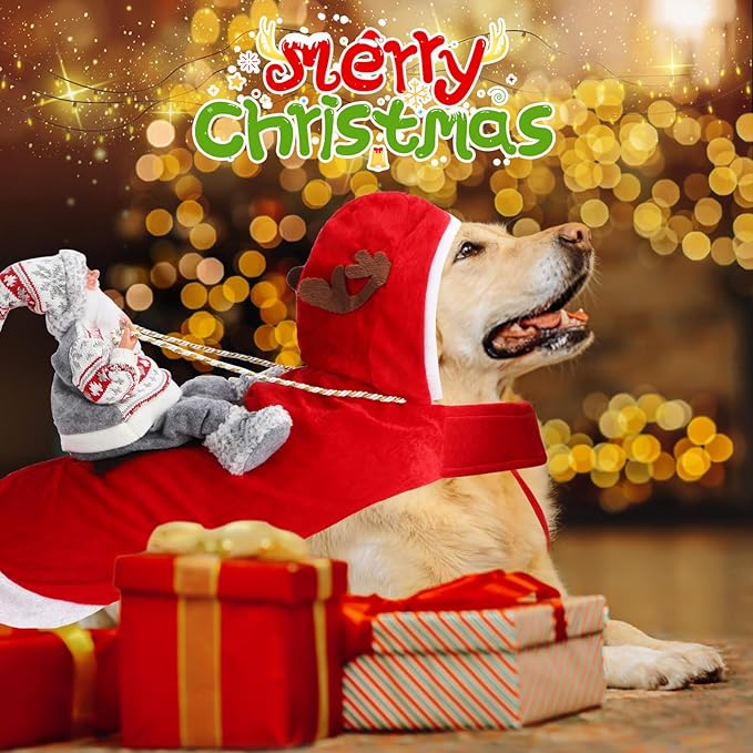 BWOGUE Santa Dog Costume Christmas Pet Clothes Santa Claus Riding Pet Cosplay Costumes Party Dressing up Dogs Cats Outfit for Small Medium Large Dogs Cats