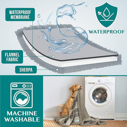 PetAmi WATERPROOF Dog Blanket for Medium Large Dog 60x40 Plaid