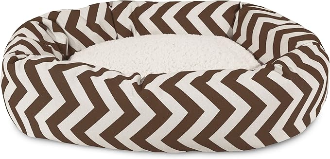 24 inch Chocolate Chevron Sherpa Bagel Dog Bed