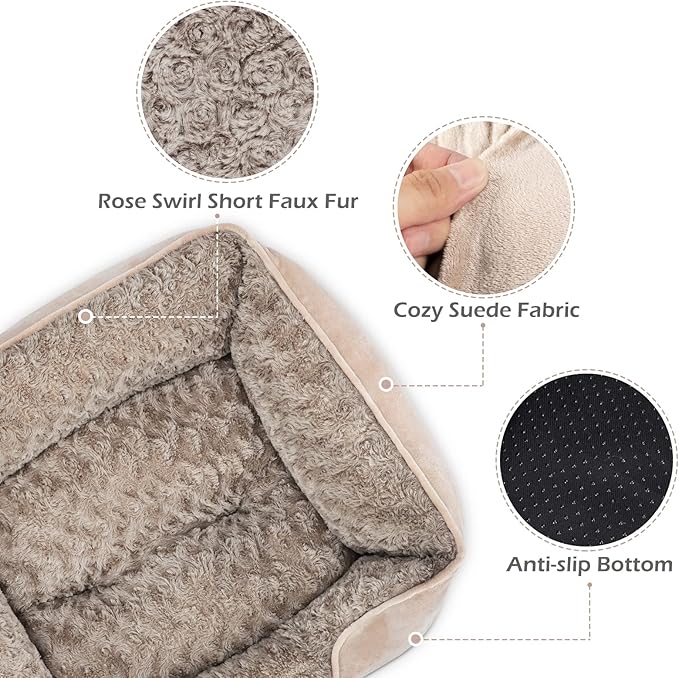 INVENHO Medium Dog Bed for Large Medium Small Dogs Rectangle Washable Dog Bed M(25"x21"x8")