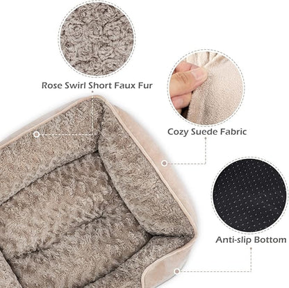 INVENHO Medium Dog Bed for Large Medium Small Dogs Rectangle Washable Dog Bed M(25"x21"x8")