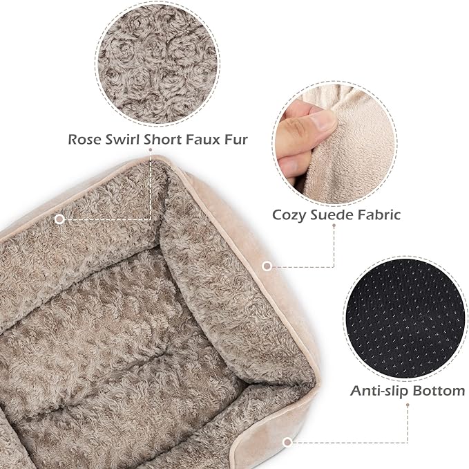 INVENHO Small Dog Bed for Large Medium Small Dogs Rectangle Washable Dog Bed S(20"x19"x6")