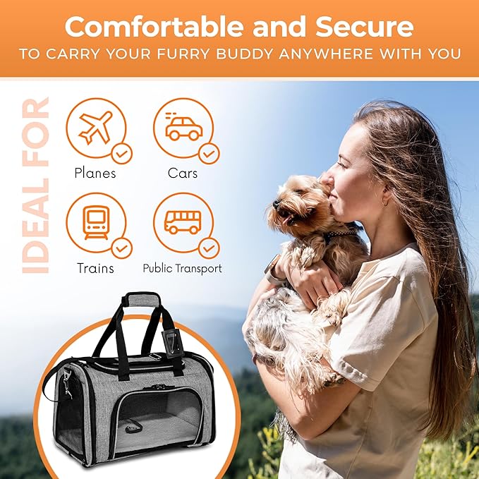 DCSP Pets Pet Carrier - Versatile Cat Carrier Converts to Backpack - Airline Approved Dog Bag Carrier with Mesh Widows - Suitable for Large Cats, Small Dogs - Soft Travel Carriers for Hiking, Walking