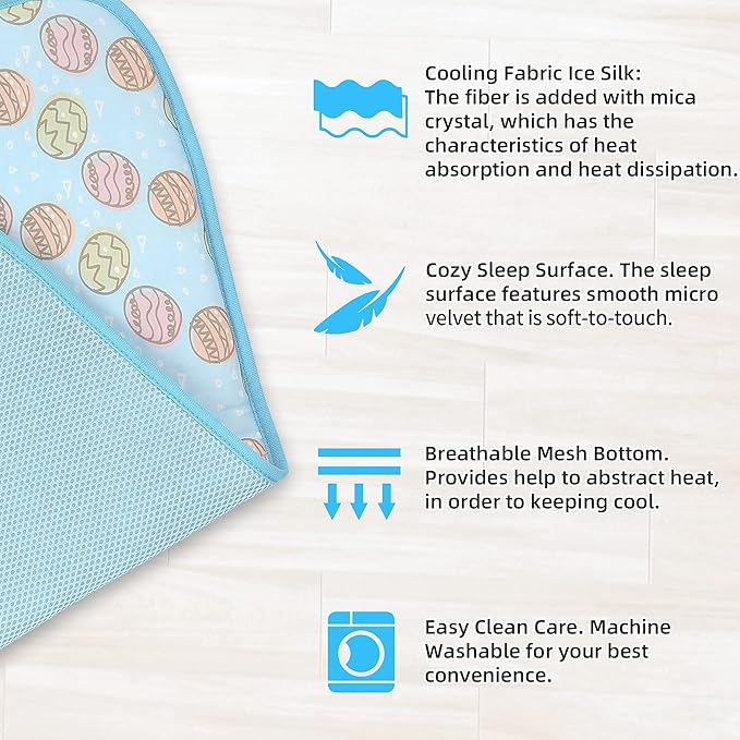 NWK Pet Cooling Mat -20’’ X 16’’ Ice Silk Cooling Mat for Dogs & Cats Portable & Washable Pet Cooling Blanket, Car Seats, Beds for Summer (Blue Toy, Small)