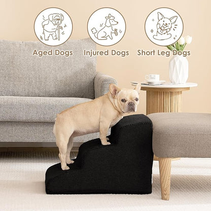 EHEYCIGA Curved Dog Stairs for Small Dogs 15.7" H 3-Step Dog