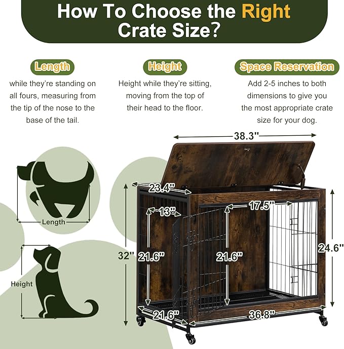 NicBex Dog Crate Furniture 38.3" L