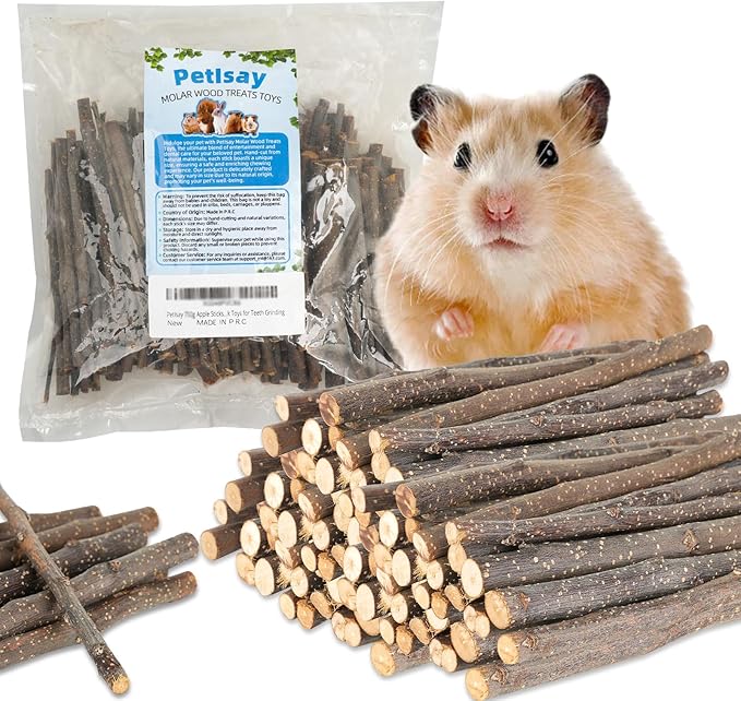 PetIsay 1200g Apple Sticks for Rabbits - Natural Bunny Chew Toys and Treats for Chinchilla Guinea Pig Hamster Gerbil Small Animals - Apple Wood Stick Toys for Teeth Grinding