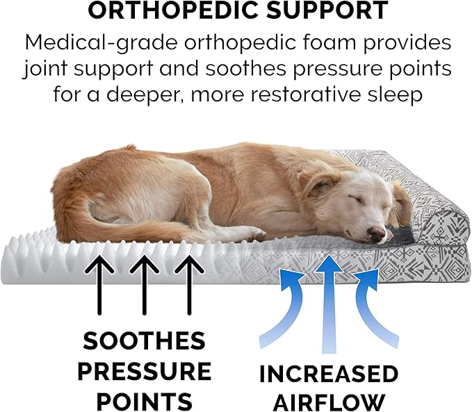 Furhaven Orthopedic Dog Bed for Large Dogs w/ Removable Bolsters & Washable Cover 95 lbs