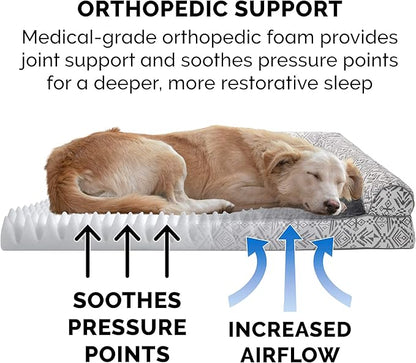 Furhaven Orthopedic Dog Bed for Large Dogs w/ Removable Bolsters & Washable Cover 95 lbs