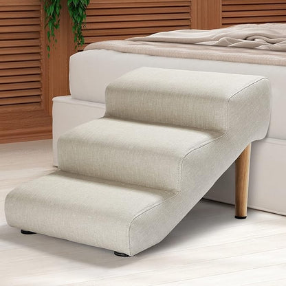 Senneny Imitation linen Faux Leather Dog Stairs 150 lbs, 3 Step