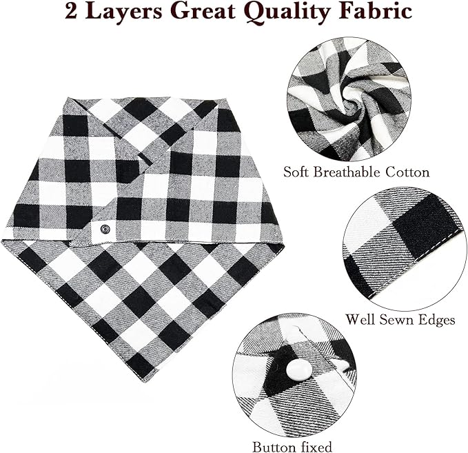 Birthday Plaid Dog Bandana with Button