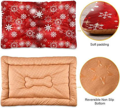 Christmas Snowflakes Pet Bed Pad Soft Dog Bed Mat with Anti-Slip Bottom 36 * 24inches