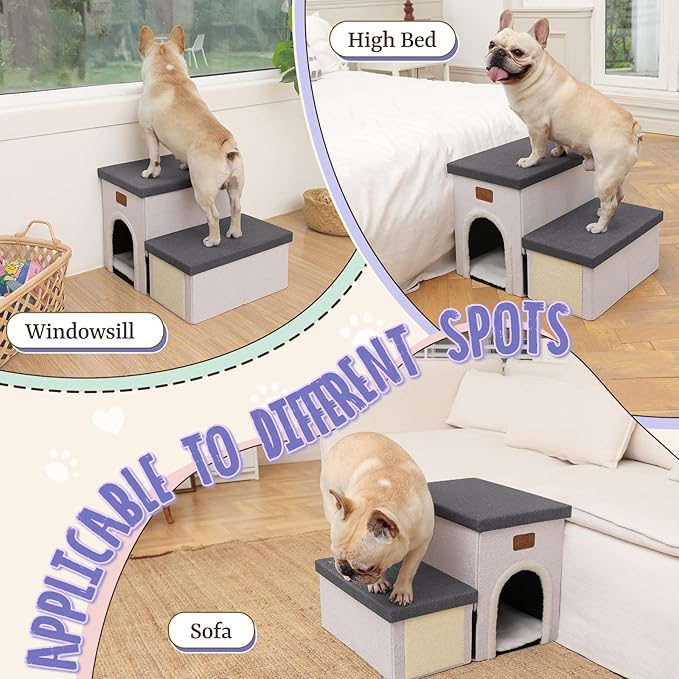 downluxe Dog Stairs for Small Dogs (2-Step Pet