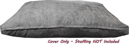 Dogbed4less DIY Pet Bed Pillow Grey MicroSuede Duvet Cover and Waterproof Internal Case for Dog and Cat at 35X20X4 Inch