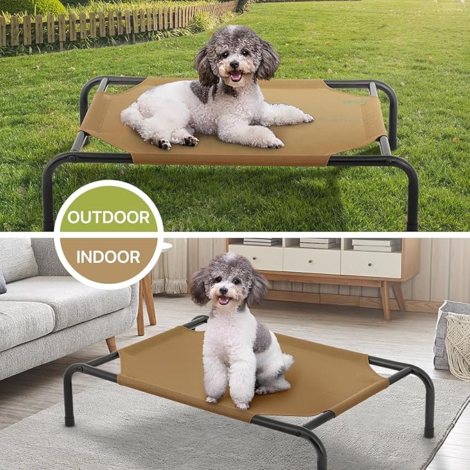MoNiBloom Elevated Dog Bed Cooling Raised Ped Bed Portable Dog Cot for Camping or Beach 35 Inches