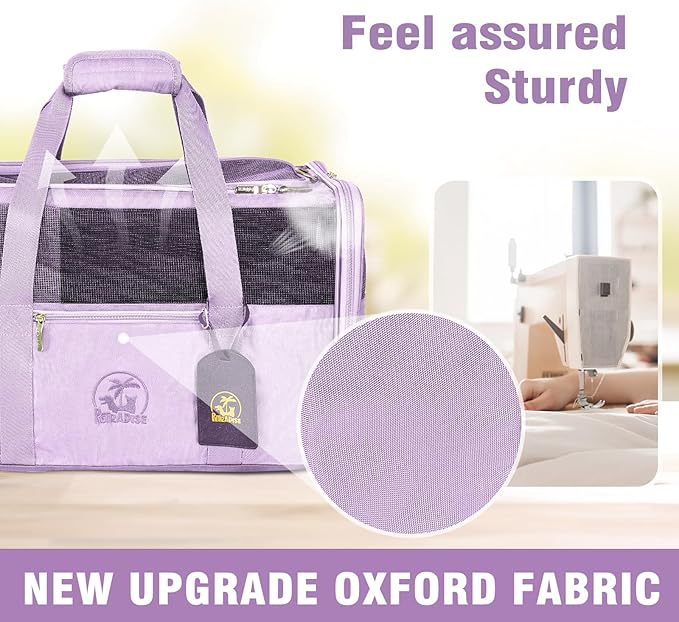 Luxury Pet Carrier for Dogs, Cats, Puppies - Airline TSA Approved, Durable Anti-Scratch Fabric, Soft-Sided, Consistent Airflow, Foldable Design, Cushion Pad, Travel (Lilac, Medium)