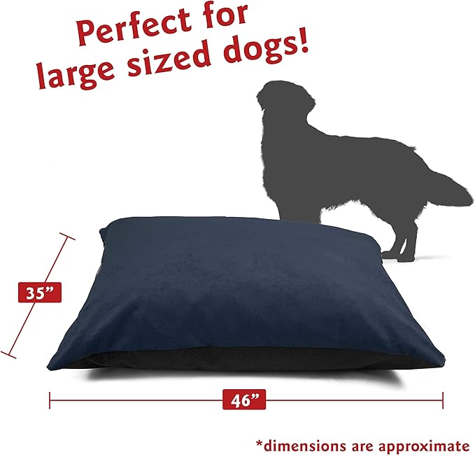 Majestic Pet Rectangle Large Dog Bed Washable – Non Slip Comfy Pet Bed – Dog Crate Bed Super Value Pillow Dog Bed – Dog Kennel Bed for Sleeping 46 x 35 Inch