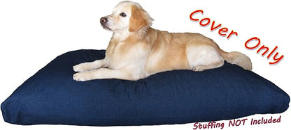 Dogbed4less Jumbo 55X47X4 Inches Blue Color Denim Jean Dog Pet Bed External Zipper Duvet Cover