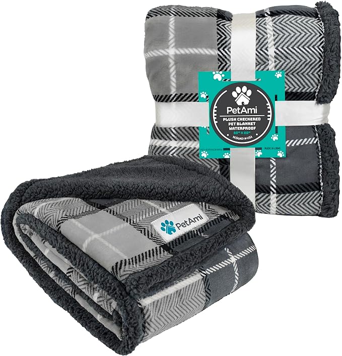 PetAmi WATERPROOF Dog Blanket For Medium Large Dog 60x40 Plaid