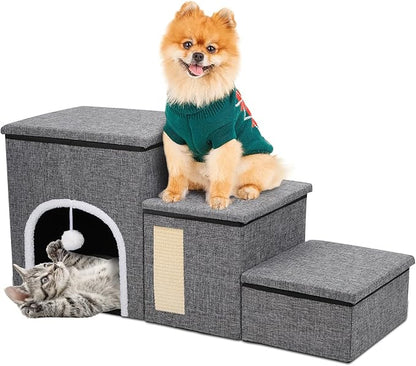 Upgrade XL Dog Stairs for Bed and Couch 35.5"L x 13.8"D x 17"H, Foldable 180lbs