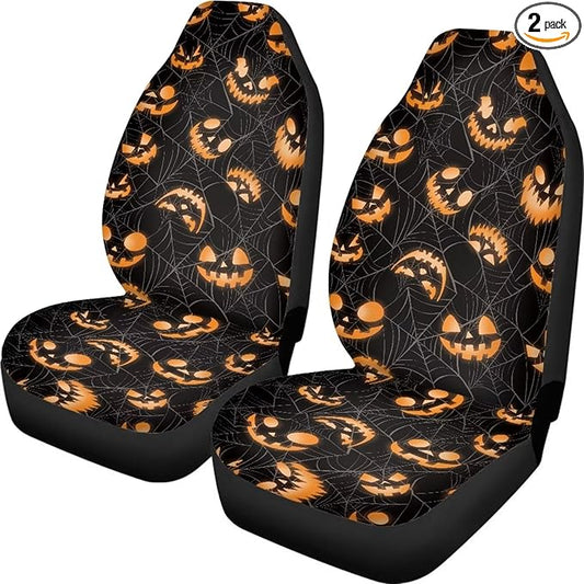 Halloween Spider Web Ghost Car Seat Covers Washable Seat Protector for Men Women Air Mesh Cloth Automotive Vehicle Seat Covers for Cars Interior for Cars