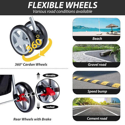 4 Wheels Pet Stroller for Small Medium Dogs Cats 33 lbs