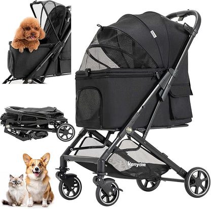 Kenyone Pet Stroller for Small to Medium Dogs Durable Cat Stroller with Lightweight Aluminum Frame