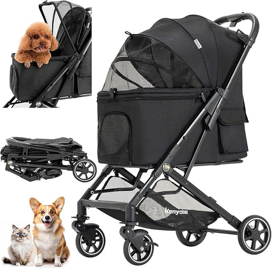 Kenyone Pet Stroller for Small to Medium Dogs Durable Cat Stroller with Lightweight Aluminum Frame