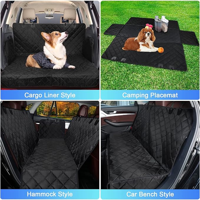 Dog Car Seat Cover for Back Seat Waterproof Car Seat Protector for Dogs with Side Flaps Scratchproof Dog Backseat Cover