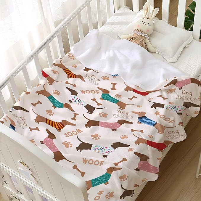 Dachshund Dogs Baby Blanket Food Blanket Gifts Super Soft Swaddle Toddler Blanket, Newborn, Infant Nursery Blanket for Stroller, Crib XS 30x40 in for Pet/Toddler