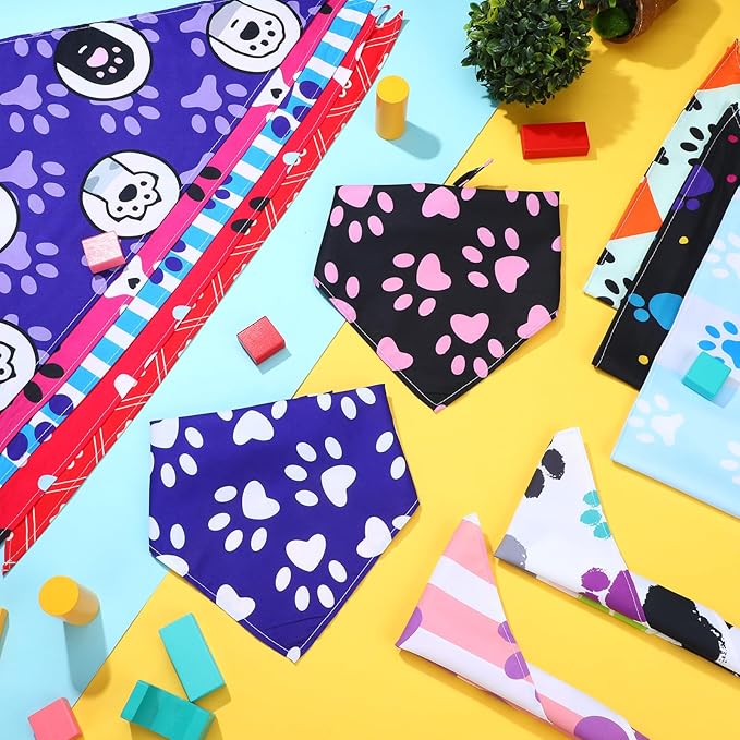 100 Pcs Paw Pattern Bandana Bulk Pet Bandanas
