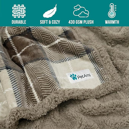 PetAmi WATERPROOF Dog Blanket for Medium Large Dog 60x40 Plaid