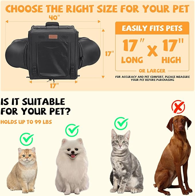 Cat Travel Carrier with Litter Box Portable Single Cat Carriers for Cat and Pet Shelter Ideal for Single Cat Soft Foldable Design with Shoulder Strap, One Hammocks and Cushion