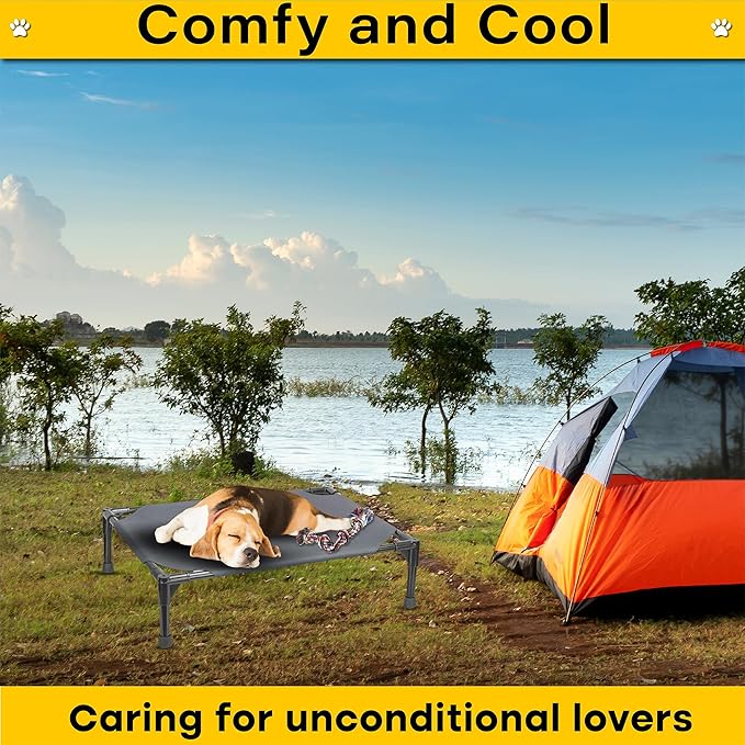 Elevated Dog Bed Raised Dog Bed Cot Bed Small Medium Large Dogs Outdoor Cooling Dog Bed Pet Cat Bed Breathable Mesh Washable (Medium 32''L x 25''W)