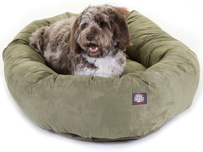 Majestic Pet 52 Inch Suede Calming Dog Bed Washable – Cozy Soft Round Dog Bed with Spine Support for Dogs to Rest their Head 52x35x11 (Inch)