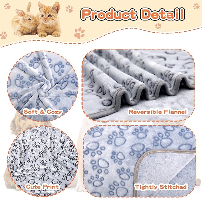 1 Pack 3 Dog Blankets for Medium Dogs, Soft Fleece Dog Blanket Fluffy Pet Blanket Warm Sleep Mat Cute Paw Print Puppy Cat Blanket, Flannel Throw for Washable Dog Bed, Blanket for Dogs, 41"X31"