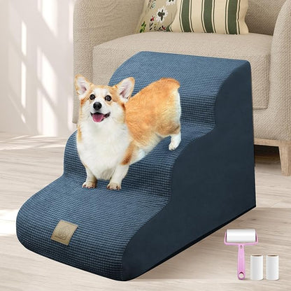 Mestuel Dog Stairs for Small Dogs 3 Steps 60 lbs,