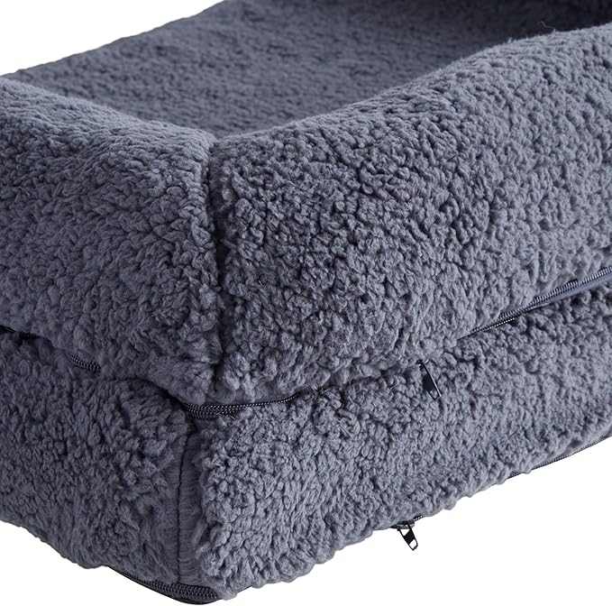 Molly Cozy Sherpa Sofa Style Dog Bed with Removable Cover (36" x 24") -