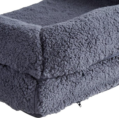 Molly Cozy Sherpa Sofa Style Dog Bed with Removable Cover (36" x 24") -