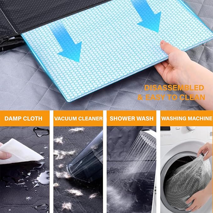 Back Seat Extender for Dogs Hard Bottom Dog Hammock-600D Heavy