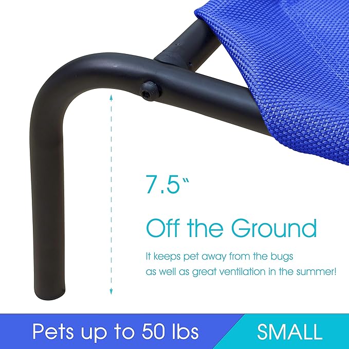 PHYEX Heavy Duty Steel-Framed Portable Elevated Pet Bed 33" L 19" W 7.5" H(S,