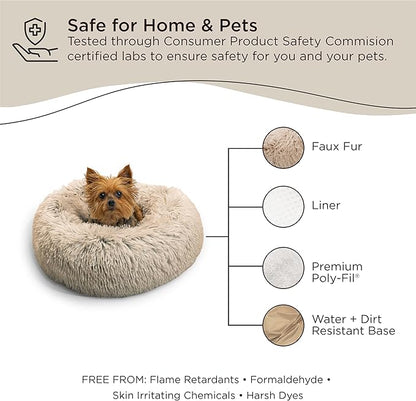 Best Friends by Sheri The Original Calming Donut Cat and Dog Bed in Shag Fur Taupe 18"