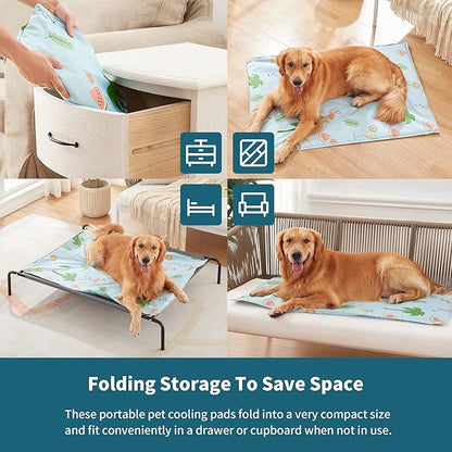 Norvy Pet Cooling Mat Pressure Activated Cooling Mat for Large Dogs 43'' × 32'' Summer Gel Cooling Pad for Kennels Dog Beds Portable Cooling Blanket Water Injection