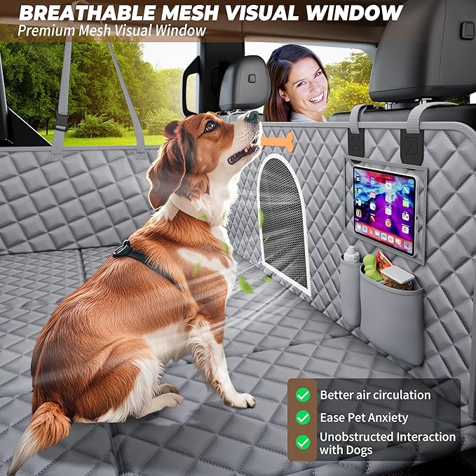 Dog Car Seat Cover for Back Seat Hard Bottom 100% Waterproof,
