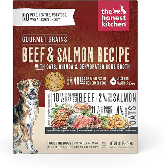 The Honest Kitchen Dehydrated Gourmet Grains Beef & Salmon Dog Food, 10 lb Box