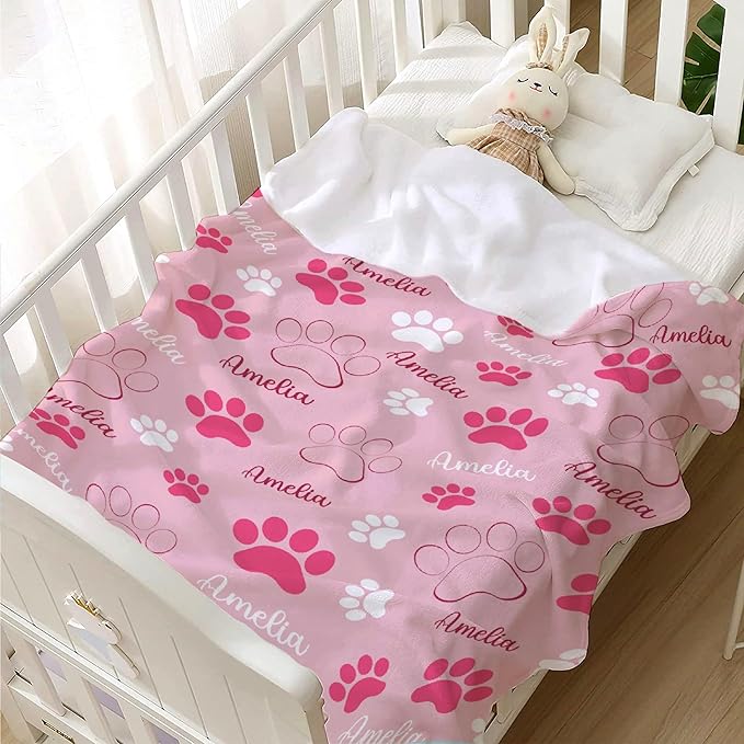 Personalized Dog Blankets Dog Paw Print Blanket Puppy Blanket 120"x90" for