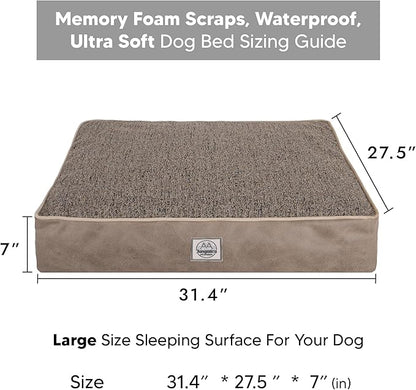 Memory Foam Dog Bed for Large Dogs- Waterproof Dog Bed Mat with Removable Washable Cover