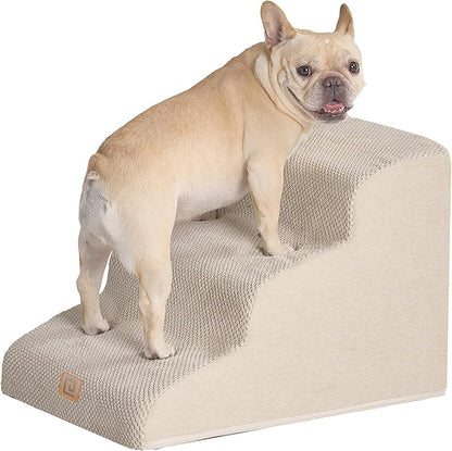 EHEYCIGA Curved Dog Stairs for Small Dogs 15.7" H 3-Step Dog