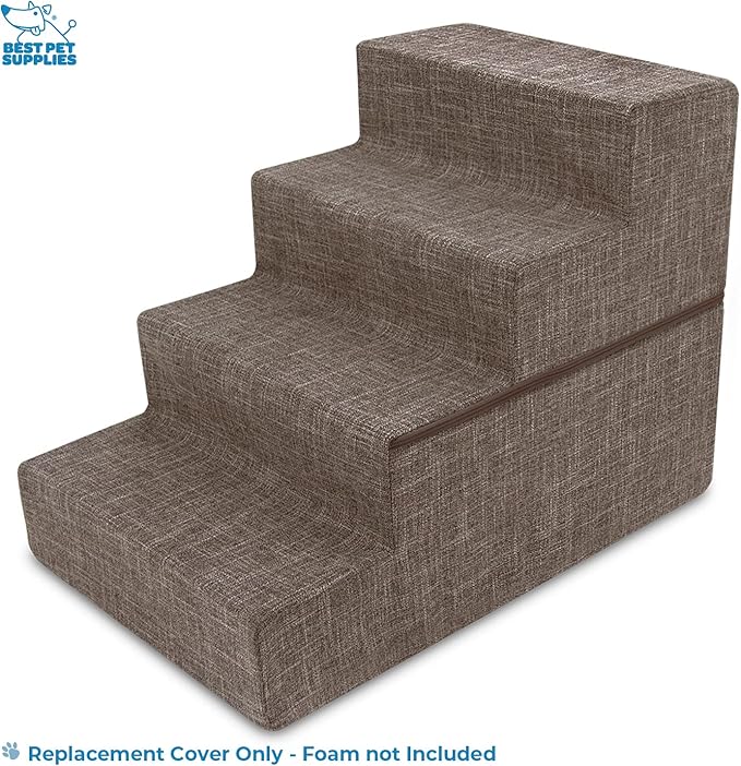 Best Pet Supplies Foldable Pet Stairs Cover for Foam Dog Ramps 4-Step